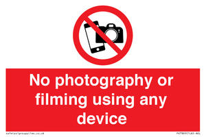 No photography or filming using any device